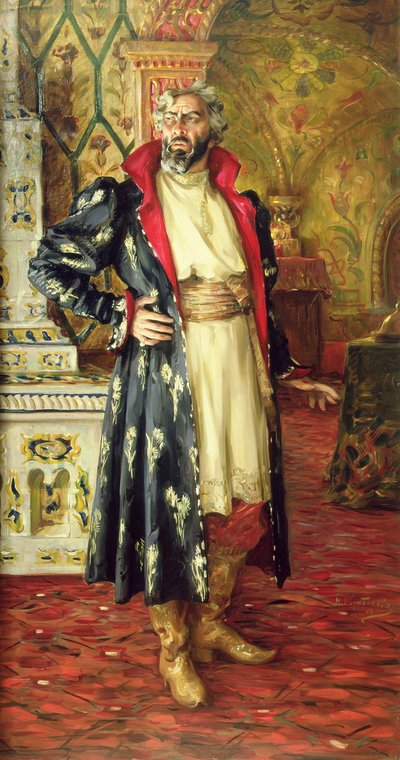 Porträt von Feodor Chaliapin als Boris Godunov von Nikolay Vassilyevich Kharitonov